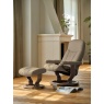 Stressless Stressless Consul Medium Chair & Footstool With Classic Base - Calido Light Beige Fabric/Smoked Oak