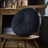 William Morris At Home Strawberry Thief Embossed Circle Cushion 38cm - Blue