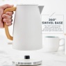 Swan SK19024WHT Fjord 1.7L Jug Kettle - White & Wooden Accents