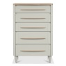 Delta Scandi Oak & Soft Grey 5 Drawer Tall Chest